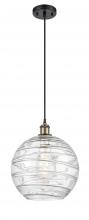 Innovations Lighting 516-1P-BAB-G1213-12 - Athens Deco Swirl - 1 Light - 12 inch - Black Antique Brass - Cord hung - Mini Pendant