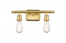 Innovations Lighting 516-2W-SG - Bare Bulb - 2 Light - 16 inch - Satin Gold - Bath Vanity Light