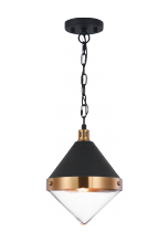 Matteo Lighting C72201AGCL - Sphericon Matte Black & Aged Gold Brass Pendant