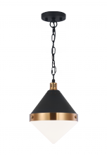 Matteo Lighting C72201AGOP - Sphericon Matte Black & Aged Gold Brass Pendant